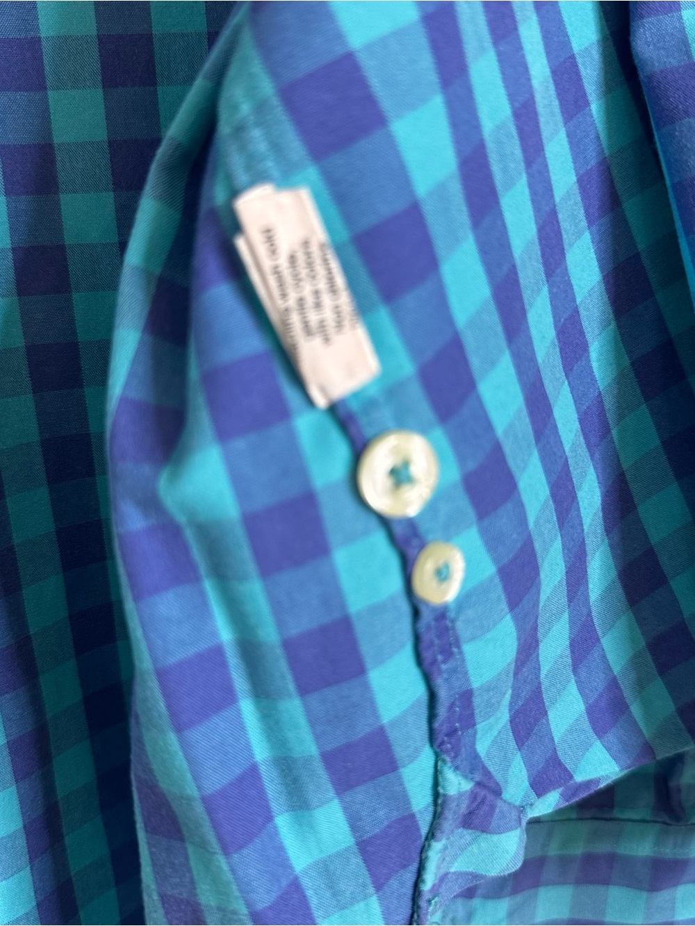 J. Crew Teal and Navy Check Long-Sleeve Button-Down Shirt Men's Size Large - Picture 9 of 10